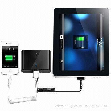 12000mAh Large Capacity Portable Power Bank with LED Lamp, Two USB Outputs for iPhone/iPad